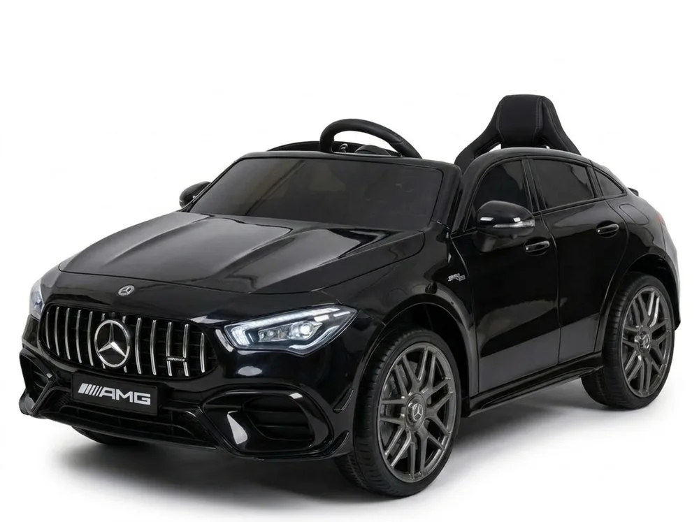 Voiture électrique enfant Mercedes CLA 45 noir métallisé 12V, sous licence officielle, pour enfant de 3-6 ans