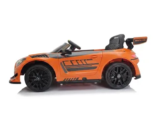 Voiture électrique enfant Mercedes GT3 AMG orange 12V, phares et feux fonctionnels, pour enfant de 3-6 ans