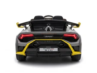 Voiture électrique enfant Lamborghini Huracán STO gris et jaune 12V, sous licence officielle, ceinture de sécurité, pour enfant de 3-6 ans