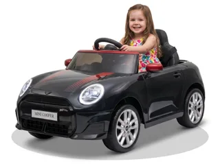 Voiture électrique enfant Mini Cooper S noir métallisé 12V, jusqu'à 5 km/h, pour enfant de 3-6 ans