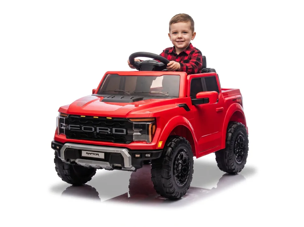 Voiture électrique enfant Ford Raptor noir 12V, sous licence officielle, pour enfant de 3-6 ans