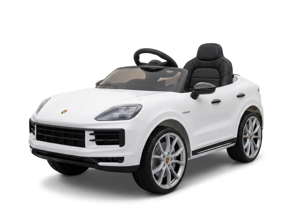 Voiture électrique enfant Porsche Cayenne blanc 12V, sous licence officielle, pour enfant de 3-6 ans