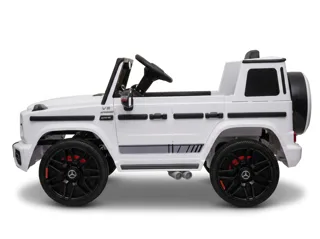 Voiture électrique enfant Mercedes G63 AMG blanc 12V, suspensions, pour enfant de 3-6 ans