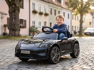 Voiture électrique enfant Porsche Taycan noir 12V, habitacle simili cuir, pour enfant de 3-6 ans, visuel 6