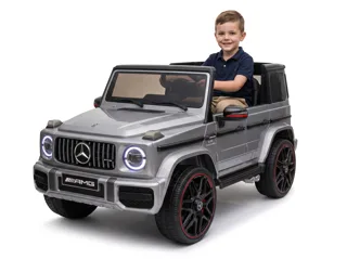 Voiture électrique enfant Mercedes G63 AMG gris métallisé 12V, lecteur MP3 Bluetooth, pneus tout-terrain, pour enfant de 3-6 ans