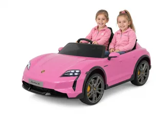 Voiture électrique enfant Porsche Taycan rose 24V, batterie 7 Ah, pour enfant de 5-9 ans