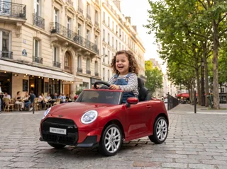 Voiture électrique enfant Mini Cooper S rouge 12V, phares et feux fonctionnels, pour enfant de 3-6 ans