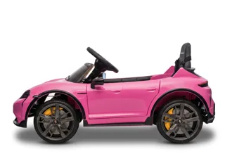 Voiture électrique enfant Porsche Taycan rose 12V, habitacle simili cuir, pour enfant de 3-6 ans, visuel 4