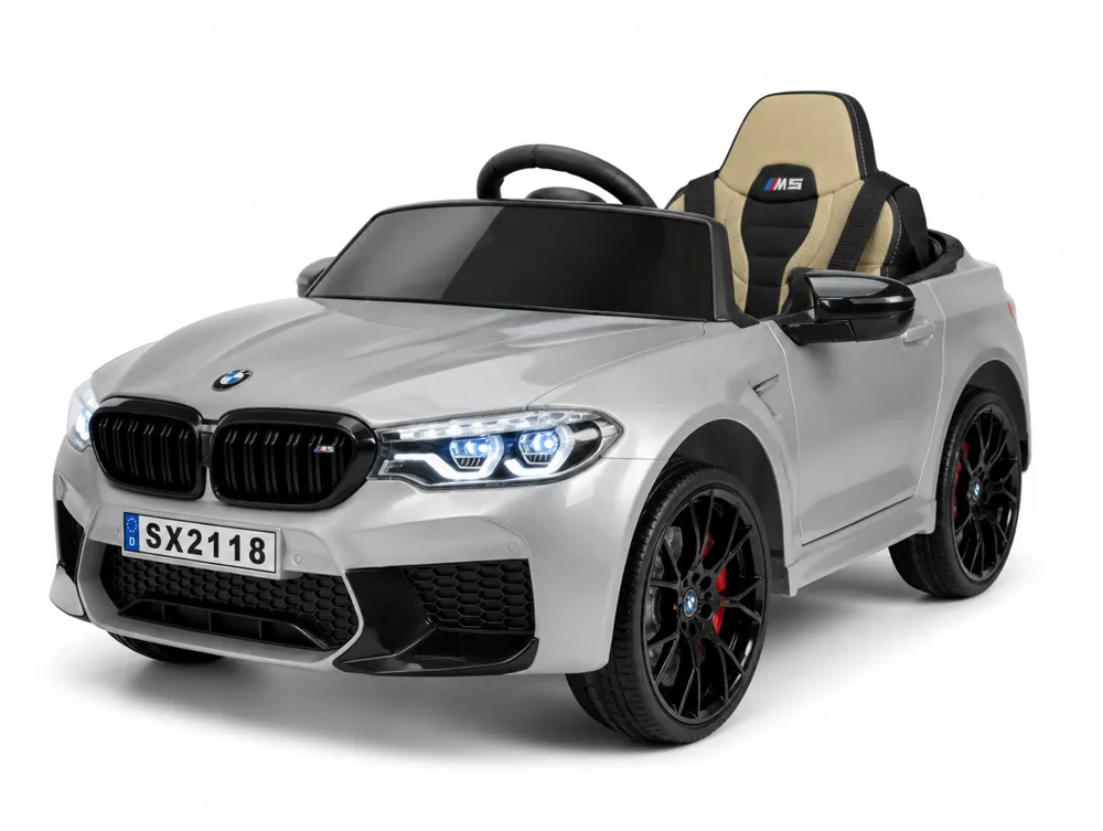 Voiture électrique enfant BMW M5 gris métallisé 24V, sous licence officielle, pour enfant de 5-9 ans