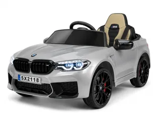 Voiture électrique enfant BMW M5 gris métallisé 24V, avec télécommande parentale, pour enfant de 5-9 ans
