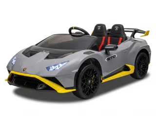 Voiture électrique enfant Lamborghini Huracán STO gris et jaune 12V, sous licence officielle, avec télécommande parentale, pour enfant de 3-6 ans