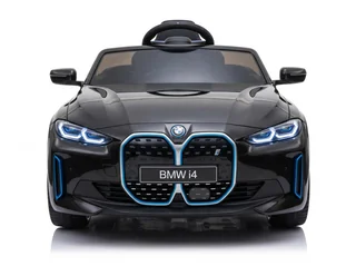 BMW i4 enfant 12V noir, vue trois-quarts avant