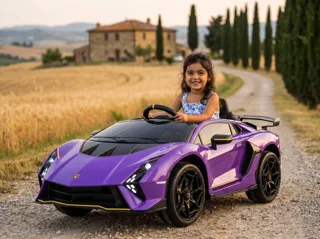 Voiture électrique enfant Lamborghini Auténtica violet 12V, jusqu'à 5 km/h, pour enfant de 3-6 ans