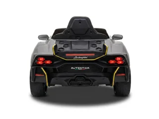 Voiture électrique enfant Lamborghini Auténtica gris 12V, sous licence officielle, phares et feux fonctionnels, pour enfant de 3-6 ans