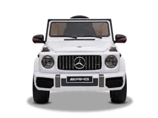 Voiture électrique enfant Mercedes G63 AMG blanc 12V, ceinture de sécurité, pour enfant de 3-6 ans