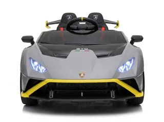 Voiture électrique enfant Lamborghini Huracán STO gris et jaune 12V, sous licence officielle, démarrage progressif Soft-Start, pour enfant de 3-6 ans