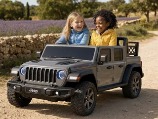 Voiture électrique enfant Jeep Gladiator gris 12V, pneus tout-terrain, pour enfant de 3-6 ans