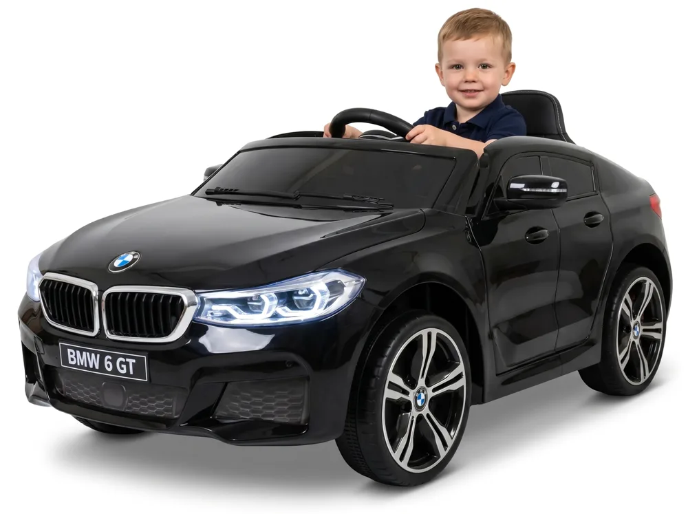 Voiture électrique enfant BMW Série 6 GT noir 12V, lecteur MP3 Bluetooth, pour enfant de 3-6 ans