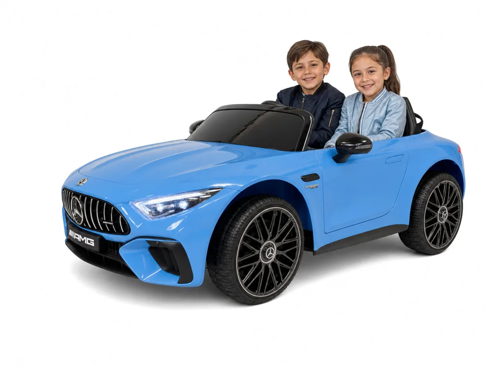 Voiture électrique enfant Mercedes SL 63 bleu 12V, sous licence officielle, pour enfant de 3-6 ans