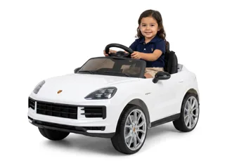 Voiture électrique enfant Porsche Cayenne blanc 12V, sous licence officielle, pour enfant de 3-6 ans