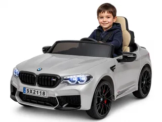 Voiture électrique enfant BMW M5 gris métallisé 24V, sous licence officielle, pour enfant de 5-9 ans
