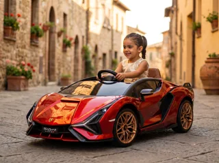 Voiture électrique enfant Lamborghini Sián rouge 12V, sous licence officielle, avec télécommande parentale, pour enfant de 3-6 ans