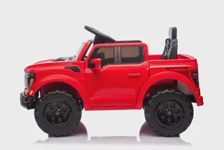 Voiture électrique enfant Ford Raptor rouge 12V, sous licence officielle, lecteur MP3 Bluetooth, pour enfant de 3-6 ans