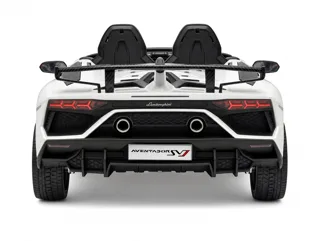 Voiture électrique enfant Lamborghini Aventador SVJ blanc 24V, avec télécommande parentale, ceinture de sécurité, pour enfant de 5-9 ans