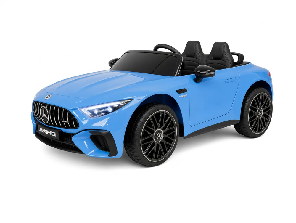 Voiture électrique enfant Mercedes SL 63 bleu 12V, sous licence officielle, pour enfant de 3-6 ans