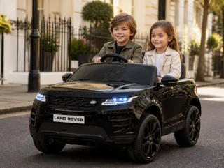 Voiture électrique enfant Range Rover Evoque noir 12V, sous licence officielle, pneus tout-terrain, pour enfant de 3-6 ans