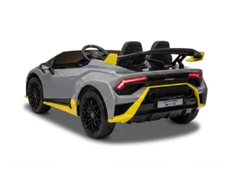 Voiture électrique enfant Lamborghini Huracán STO gris et jaune 12V, sous licence officielle, phares et feux fonctionnels, pour enfant de 3-6 ans