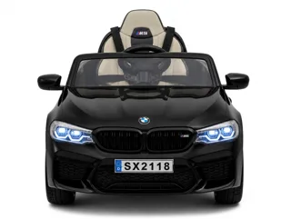 Voiture électrique enfant BMW M5 noir métallisé 24V, sous licence officielle, phares et feux fonctionnels, pour enfant de 5-9 ans