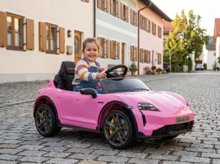 Voiture électrique enfant Porsche Taycan rose 12V, habitacle simili cuir, pour enfant de 3-6 ans, visuel 8