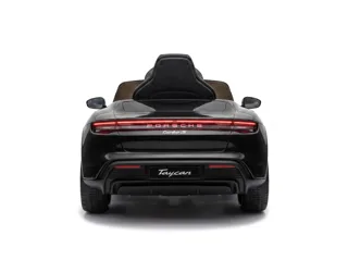 Voiture électrique enfant Porsche Taycan noir 12V, habitacle simili cuir, pour enfant de 3-6 ans