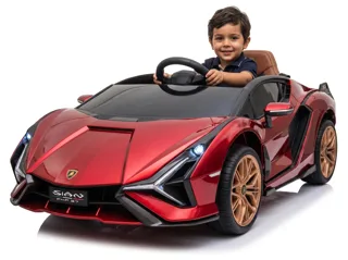 Voiture électrique enfant Lamborghini Sián rouge 12V, avec télécommande parentale, ceinture de sécurité, pour enfant de 3-6 ans