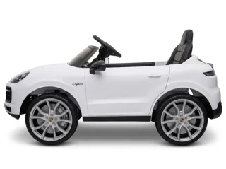 Voiture électrique enfant Porsche Cayenne blanc 12V, lecteur MP3 Bluetooth, pour enfant de 3-6 ans