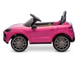 Voiture électrique enfant Porsche Cayenne rose 12V, sous licence officielle, batterie 7 Ah, pour enfant de 3-6 ans