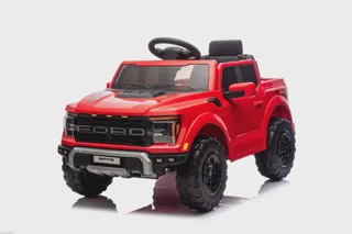Voiture électrique enfant Ford Raptor rouge 12V, sous licence officielle, avec télécommande parentale, pour enfant de 3-6 ans