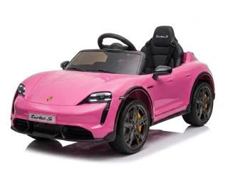 Voiture électrique enfant Porsche Taycan rose 12V, habitacle simili cuir, pour enfant de 3-6 ans, visuel 2