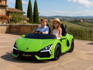 Voiture électrique enfant Lamborghini Revuelto vert 24V, phares et feux fonctionnels, pour enfant de 5-9 ans
