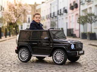 Voiture électrique enfant Mercedes G500 noir 12V, pneus tout-terrain, pour enfant de 3-6 ans