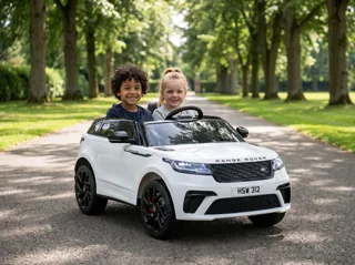 Voiture électrique enfant Range Rover Velar blanc 12V, jusqu'à 5 km/h, pour enfant de 3-6 ans