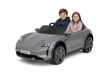 Voiture électrique enfant Porsche Taycan gris 24V, sous licence officielle, pour enfant de 5-9 ans