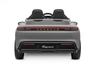Voiture électrique enfant Porsche Taycan gris 24V, phares et feux fonctionnels, pour enfant de 5-9 ans