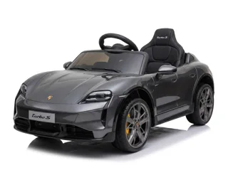 Voiture électrique enfant Porsche Taycan gris 12V, habitacle simili cuir, pour enfant de 3-6 ans, visuel 2