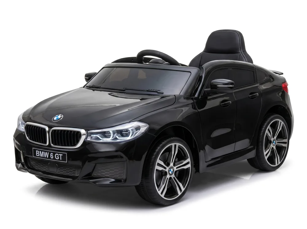 Voiture électrique enfant BMW Série 6 GT noir 12V, lecteur MP3 Bluetooth, pour enfant de 3-6 ans