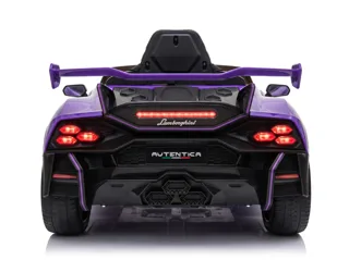 Voiture électrique enfant Lamborghini Auténtica violet 12V, roues gomme EVA souple, pour enfant de 3-6 ans