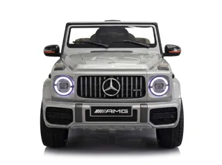 Voiture électrique enfant Mercedes G63 AMG gris métallisé 12V, habitacle simili cuir, ceinture de sécurité, pour enfant de 3-6 ans