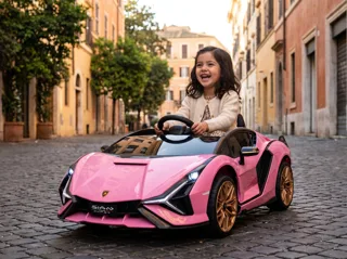 Voiture électrique enfant Lamborghini Sián rose 12V, avec télécommande parentale, démarrage progressif Soft-Start, pour enfant de 3-6 ans