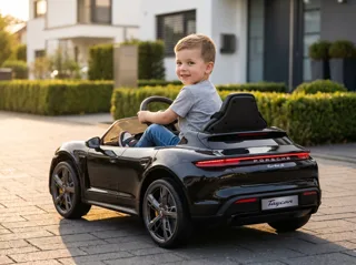 Voiture électrique enfant Porsche Taycan noir 12V, habitacle simili cuir, pour enfant de 3-6 ans, visuel 7